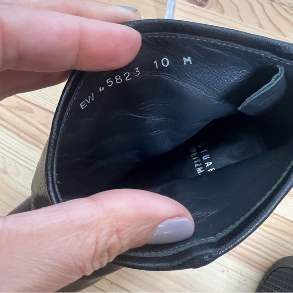 Stuart Weitzman Black Leather 3.5” Heels Sz 10 - Picture 6 of 8